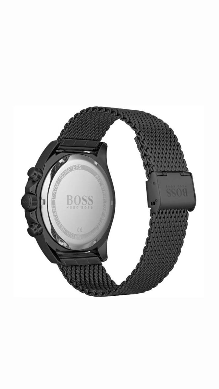 Hugo Boss Men's Black Chronograph Mesh Bracelet Watch – Elegant & Modern Design
