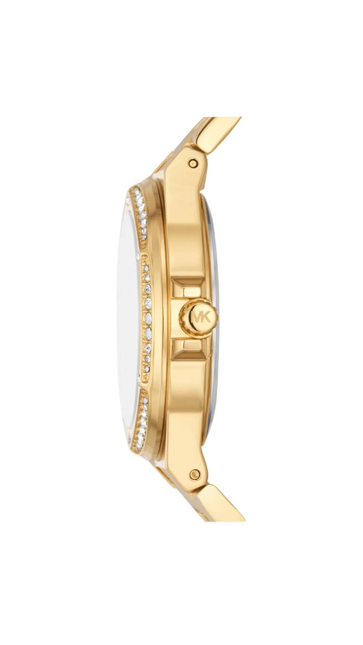 Michael Kors Women's Gold Crystal-Paved Logo Watch – Glamorous & Eye-Catching