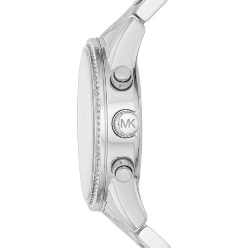 Michael Kors Women's Silver Chronograph Watch with Crystal Bezel – Timeless & Elegant