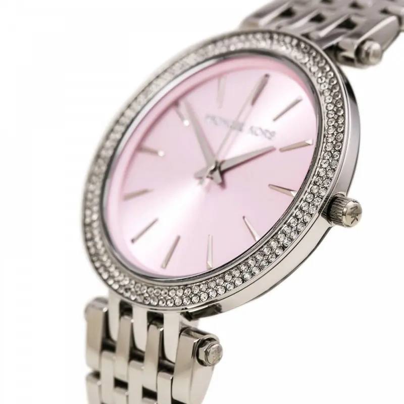 Michael Kors Women's Silver Watch with Pink Dial & Crystal Bezel – Elegant & Chic