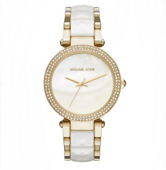 Michael Kors Wight & Gold Chain-Link Watch