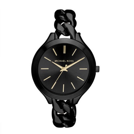 Michael Kors Black & Gold Chain-Link Watch