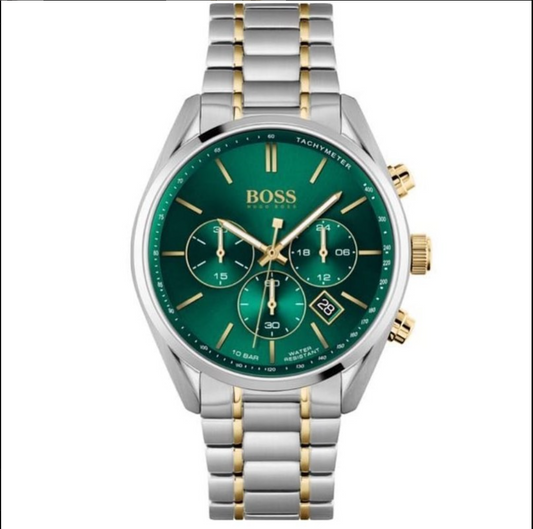 BOSS Two-Tone Chronograph with Emerald Green Dial