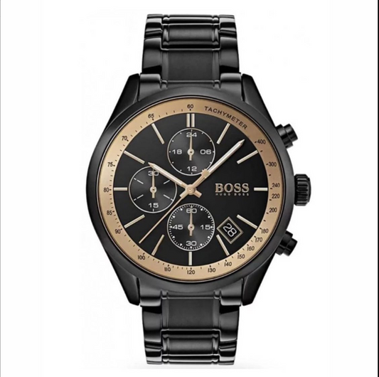 BOSS Black & Gold Tachymeter Chronograph Watch