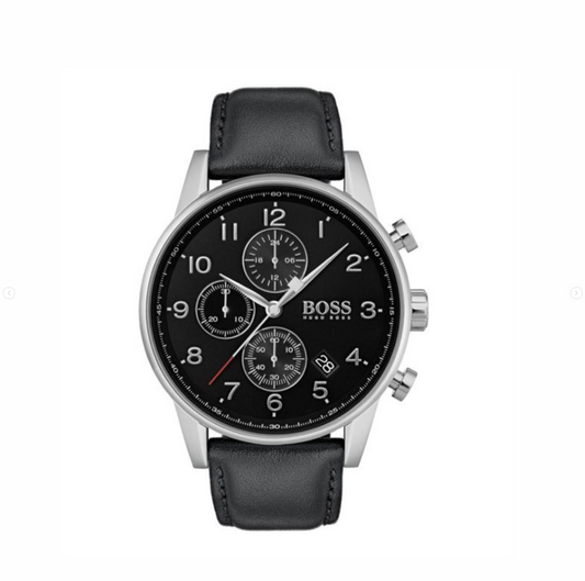 BOSS Classic Black Dial Chronograph Leather Watch