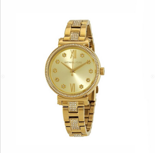 Michael Kors Gold Floral Dial Crystal Watch