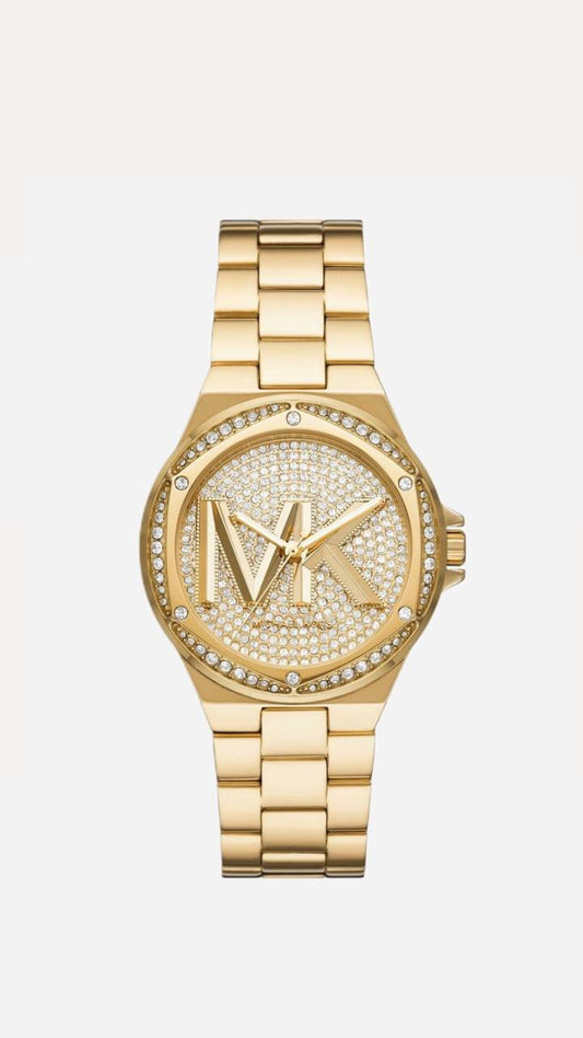 Michael Kors Women's Gold Crystal-Paved Logo Watch – Glamorous & Eye-Catching